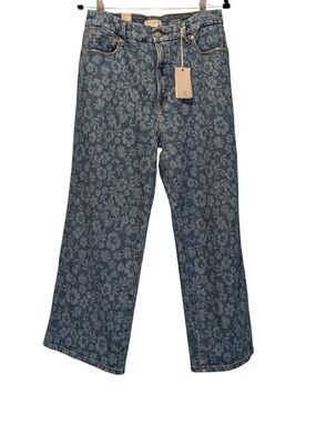 Good American Floral-Print Wide Leg Jeans - Blue